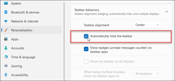 Windows Taskbar Showing In Fullscreen
