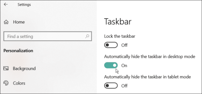 Windows Taskbar Showing In Fullscreen