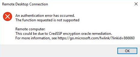 Remote Desktop Authentication Error