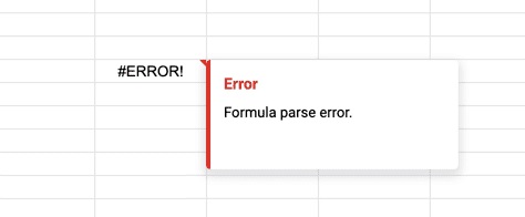 Formula Parse Error